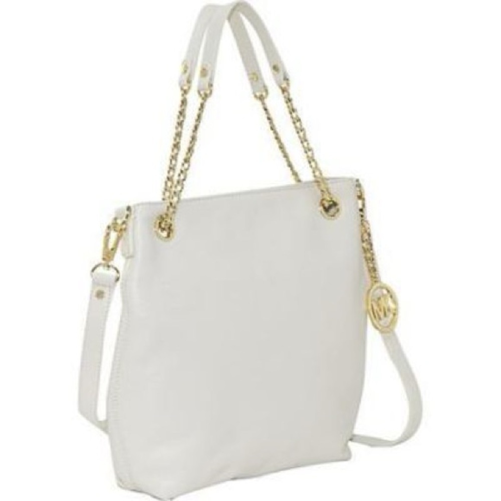 Michael Kors White Leather Jet Set Chain Shoulder Bag